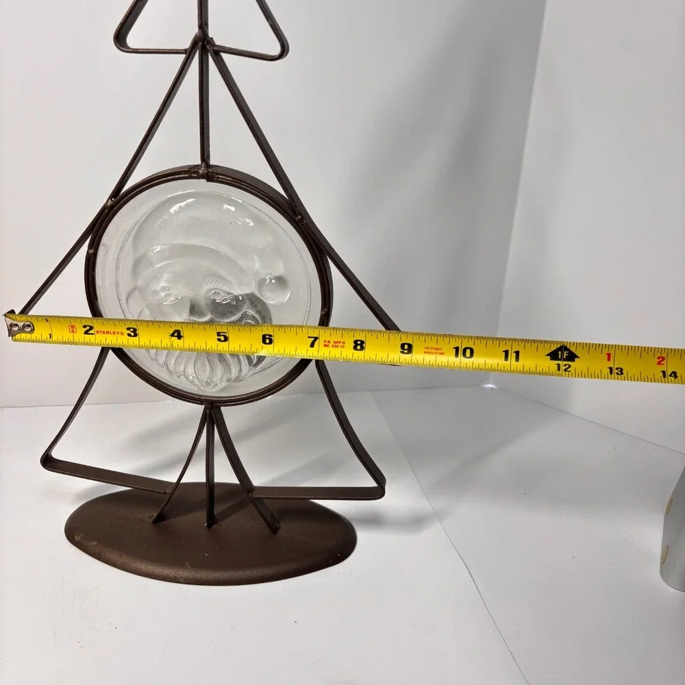 Nordic Scandinavia Holiday Decor Metal Christmas Tree Candle Holder Glass Santa